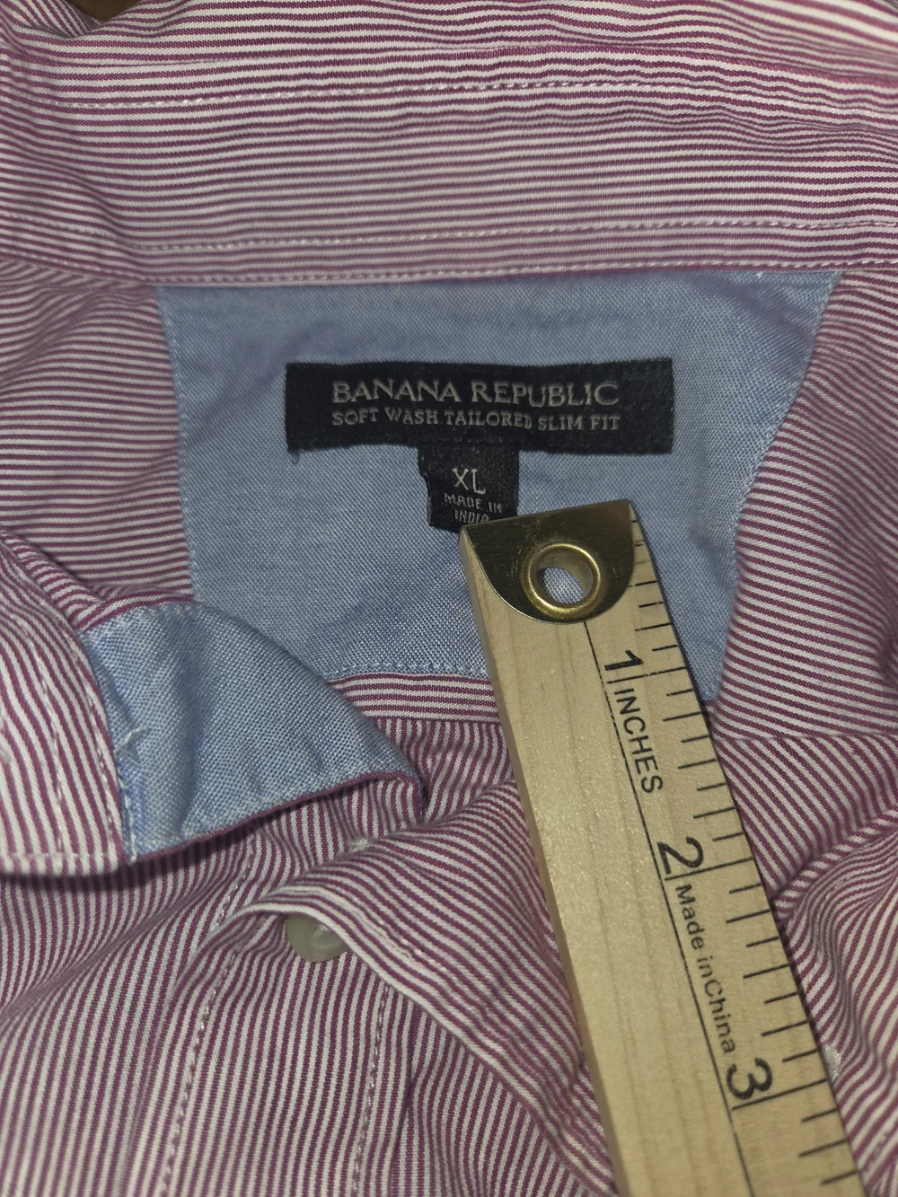 Banana Republic Men's Red Striped Dress Shirt - Classic Button-Up - XL